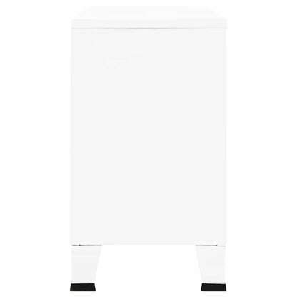 vidaXL Industrial Sideboard White 105x35x62 cm Metal and Glass