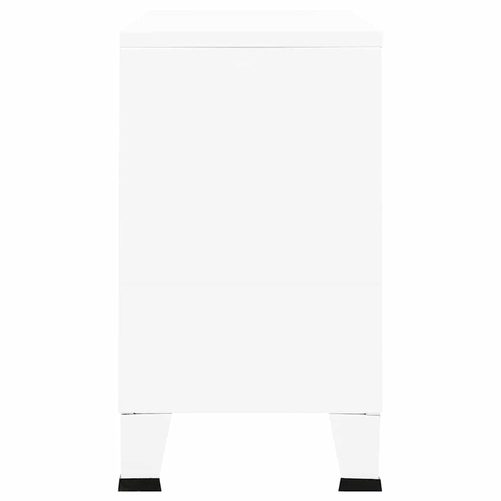 vidaXL Industrial Sideboard White 105x35x62 cm Metal and Glass