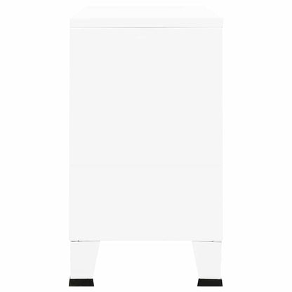 vidaXL Industrial Sideboard White 105x35x62 cm Metal and Glass