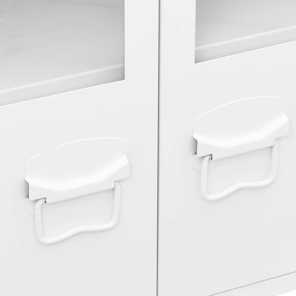 vidaXL Industrial Sideboard White 105x35x62 cm Metal and Glass