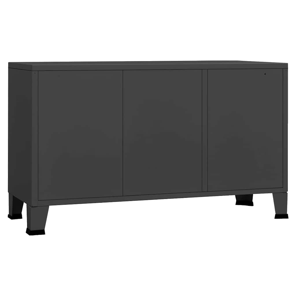 vidaXL Industrial Sideboard Anthracite 105x35x62 cm Metal and Glass