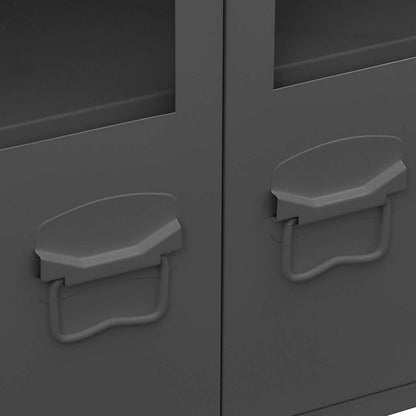 vidaXL Industrial Sideboard Anthracite 105x35x62 cm Metal and Glass