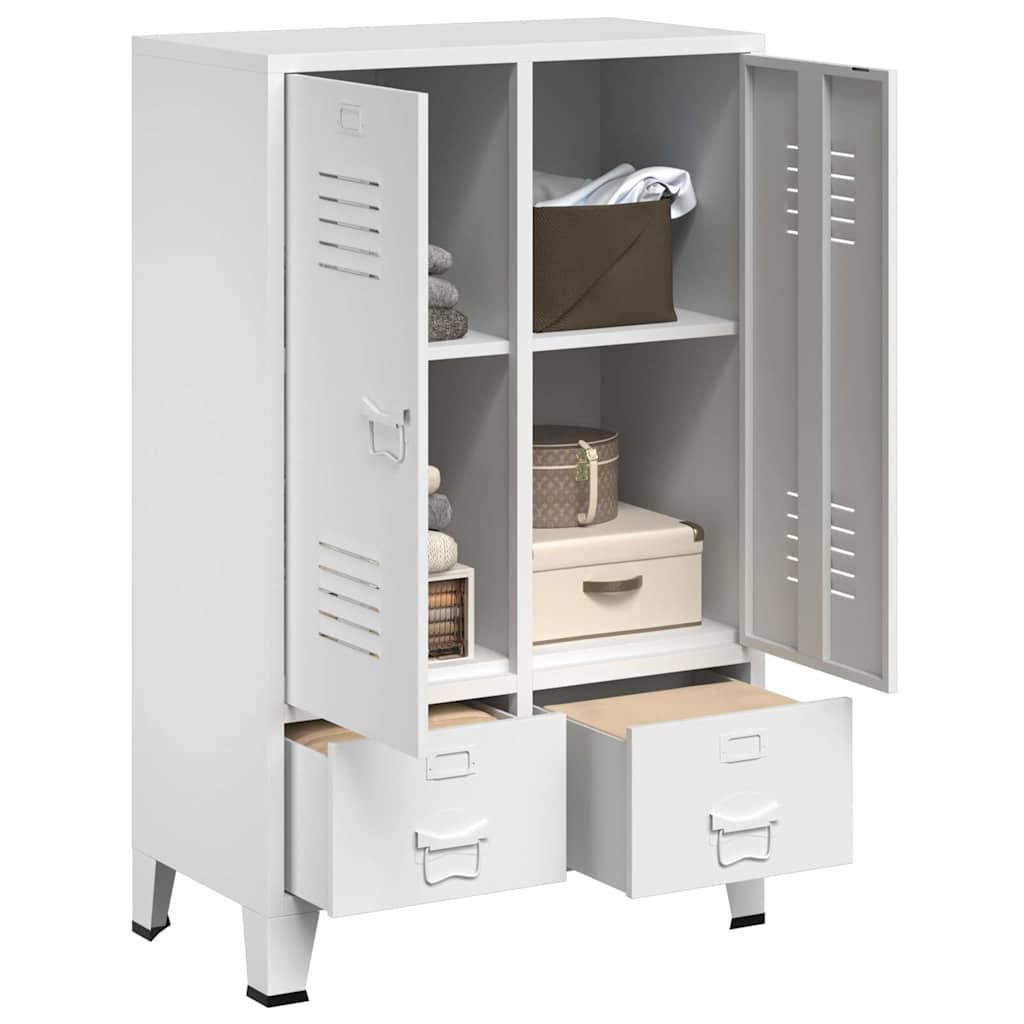 339611 vidaXL Industrial Wardrobe White 67x35x107 cm Steel
