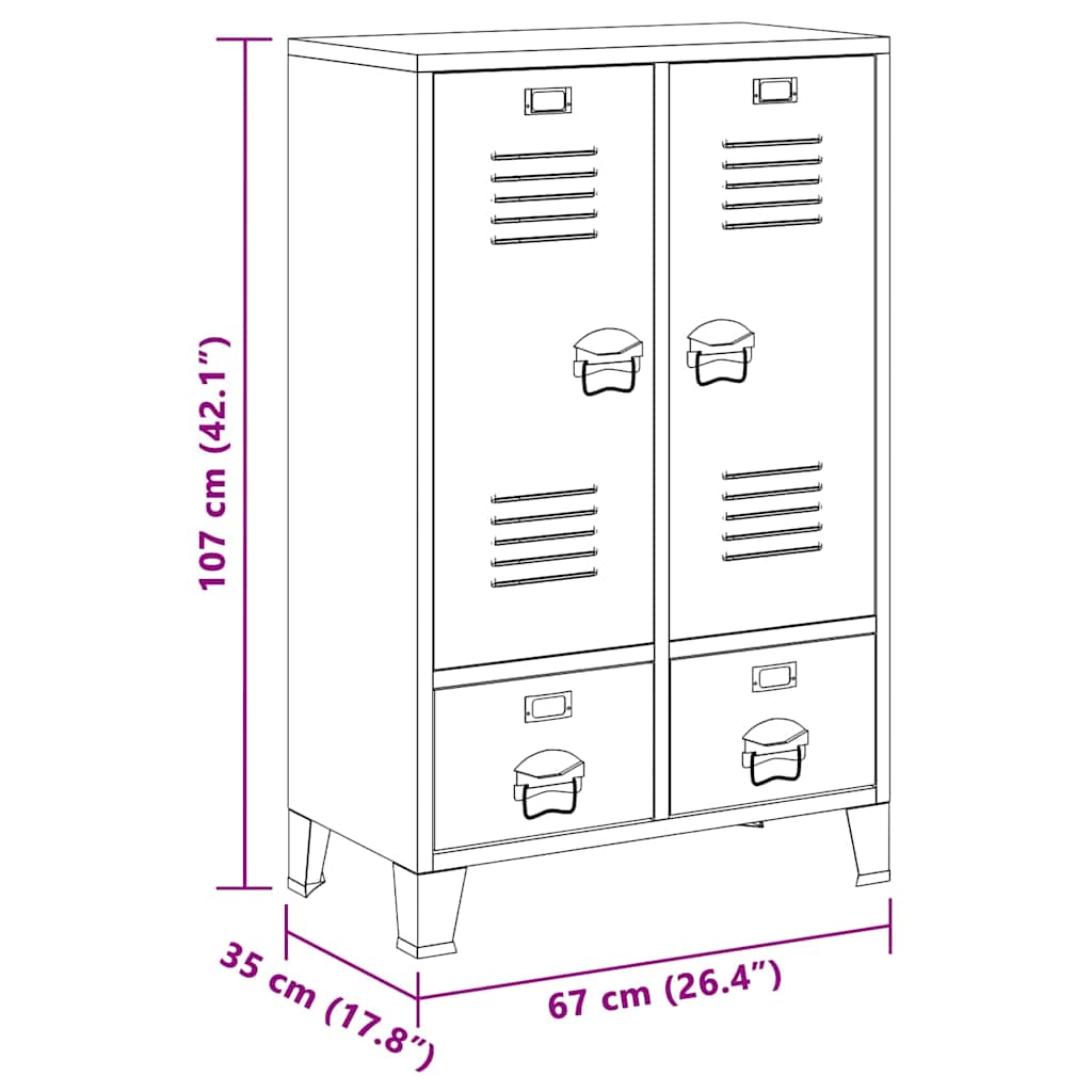 339612 vidaXL Industrial Wardrobe Anthracite 67x35x107 cm Steel