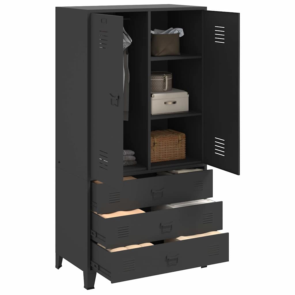 339613 vidaXL Industrial Wardrobe Black 90x50x180 cm Metal