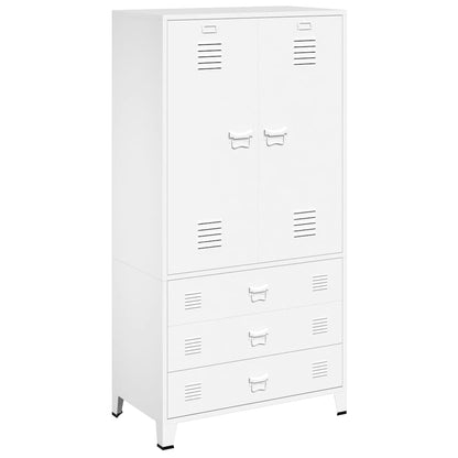 339614 vidaXL Industrial Wardrobe White 90x50x180 cm Metal