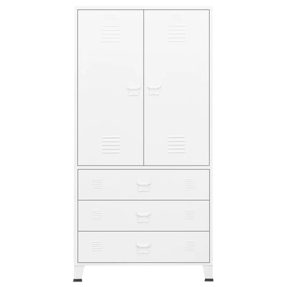 vidaXL Industrial Wardrobe White 90x50x180 cm Metal
