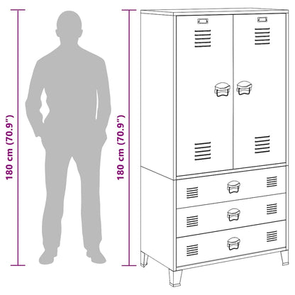 339614 vidaXL Industrial Wardrobe White 90x50x180 cm Metal