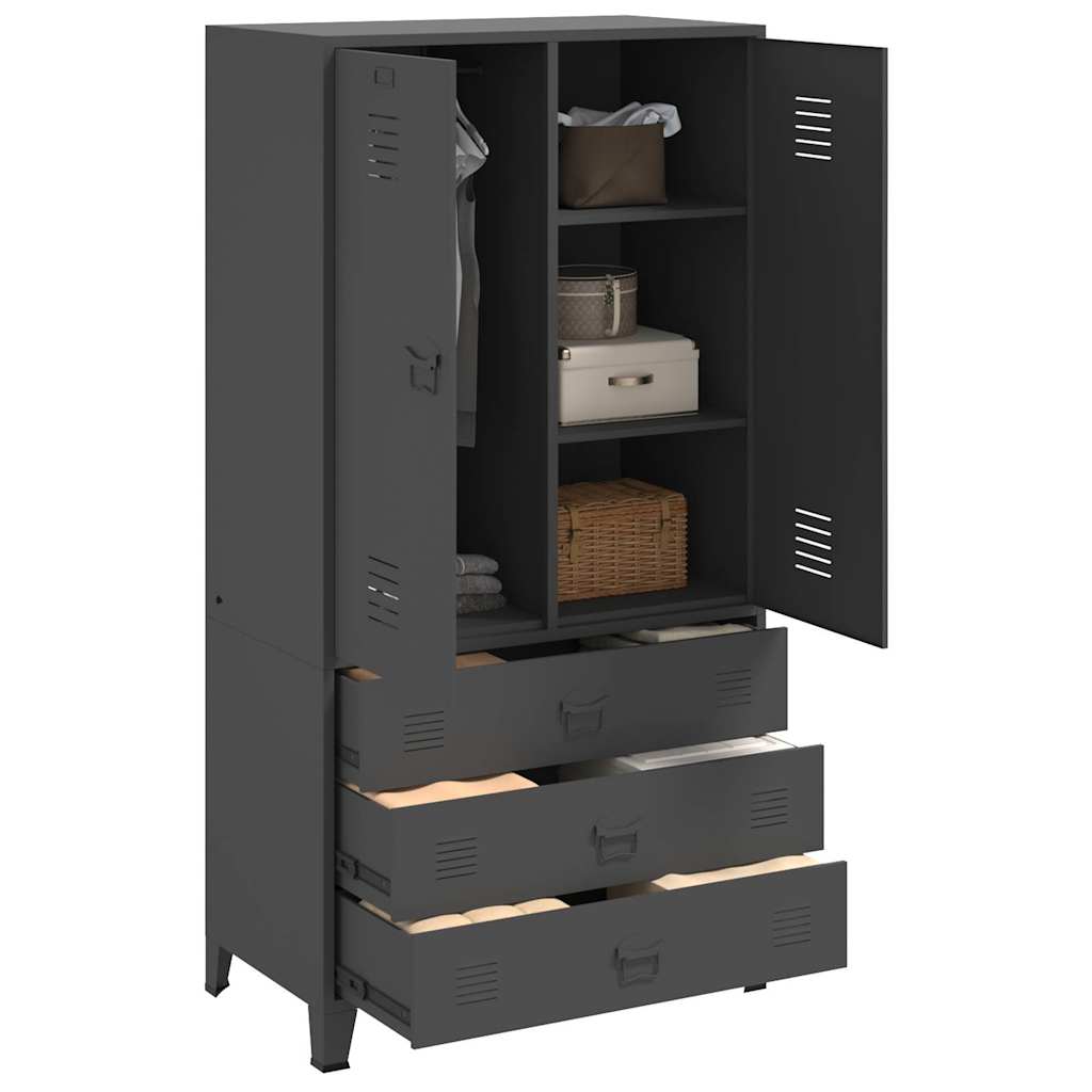 339615 vidaXL Industrial Wardrobe Anthracite 90x50x180 cm Metal