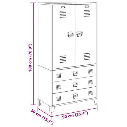 339615 vidaXL Industrial Wardrobe Anthracite 90x50x180 cm Metal