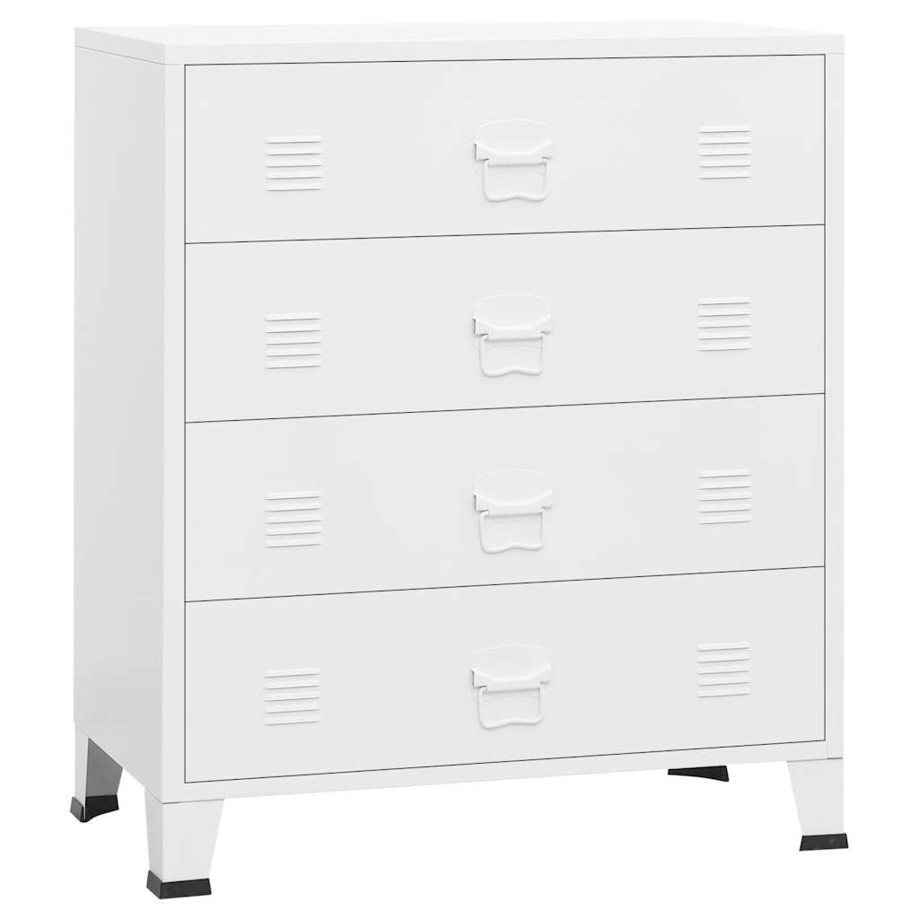 339616 vidaXL Industrial Drawer Cabinet White 78x40x93 cm Metal