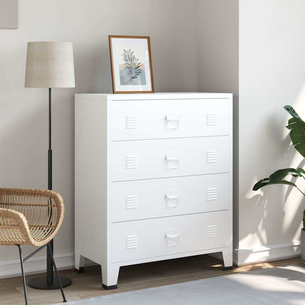 339616 vidaXL Industrial Drawer Cabinet White 78x40x93 cm Metal