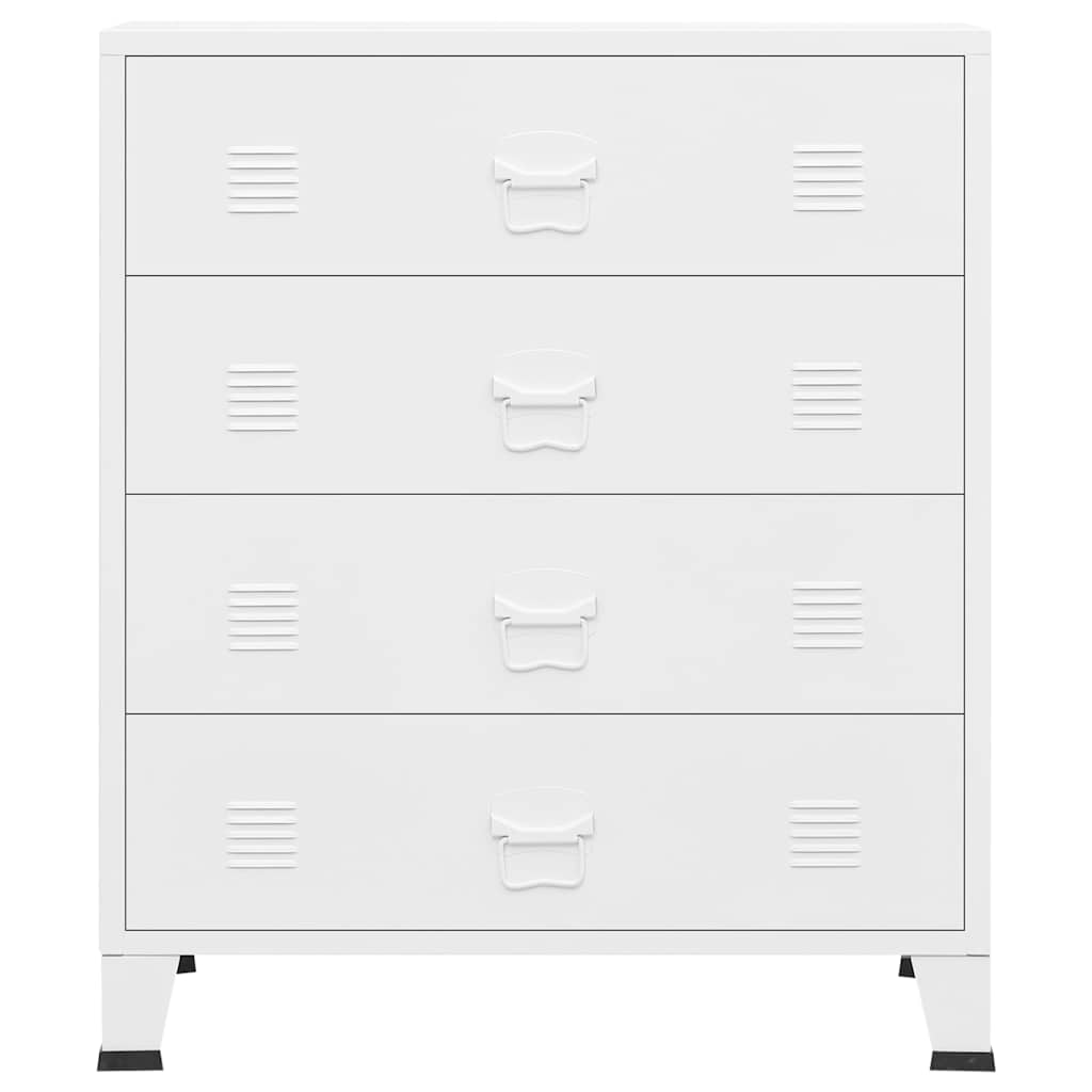 339616 vidaXL Industrial Drawer Cabinet White 78x40x93 cm Metal