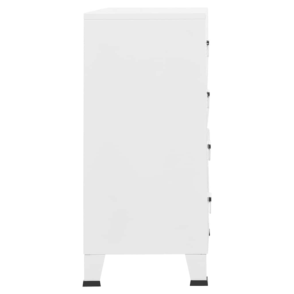 339616 vidaXL Industrial Drawer Cabinet White 78x40x93 cm Metal