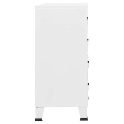339616 vidaXL Industrial Drawer Cabinet White 78x40x93 cm Metal