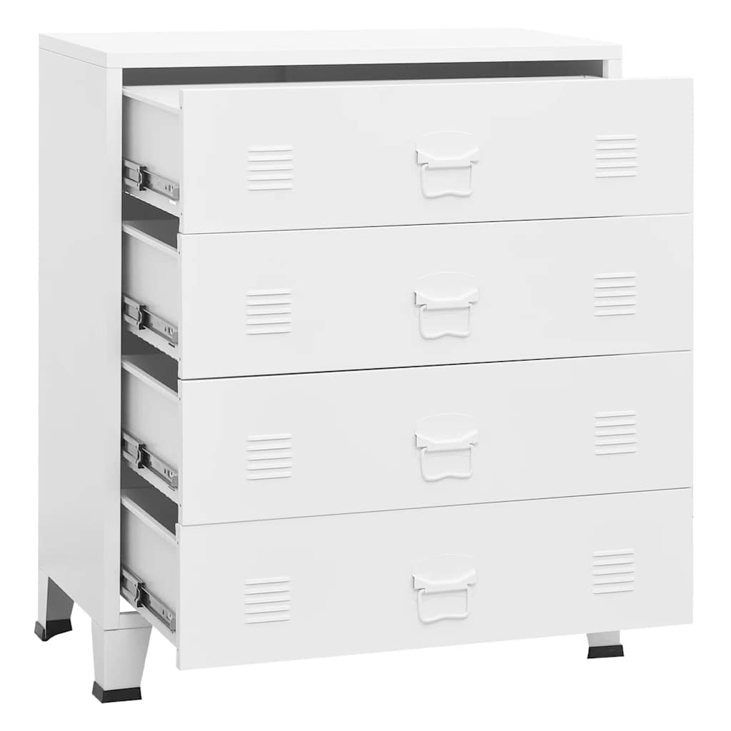 339616 vidaXL Industrial Drawer Cabinet White 78x40x93 cm Metal