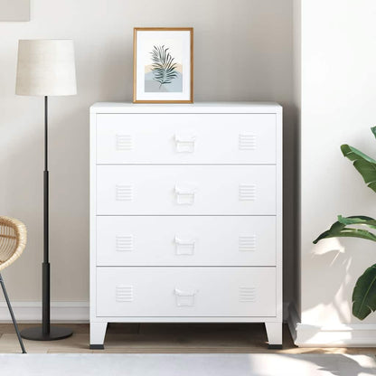 339616 vidaXL Industrial Drawer Cabinet White 78x40x93 cm Metal