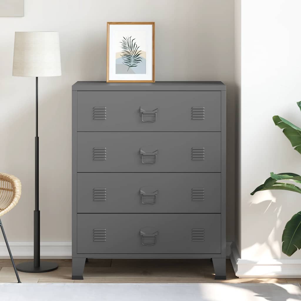339617 vidaXL Industrial Drawer Cabinet Anthracite 78x40x93 cm Metal