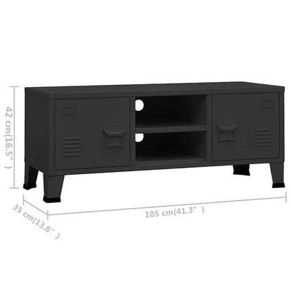 339618 vidaXL Industrial TV Cabinet Black 105x35x42 cm Metal
