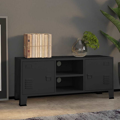 339618 vidaXL Industrial TV Cabinet Black 105x35x42 cm Metal