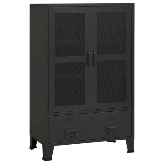 vidaXL Storage Chest | Black | Metal | 70 x 40 x 115 cm | Industrial
