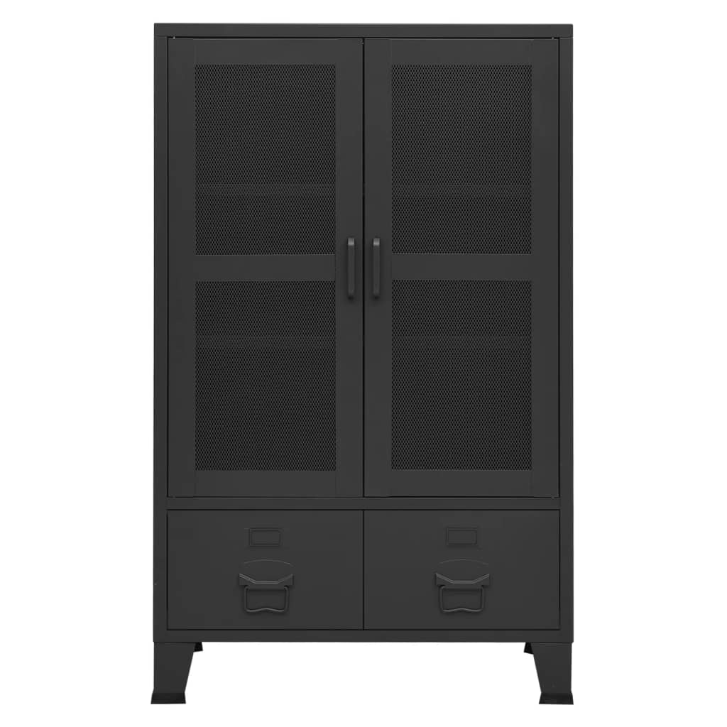 vidaXL Storage Chest | Black | Metal | 70 x 40 x 115 cm | Industrial