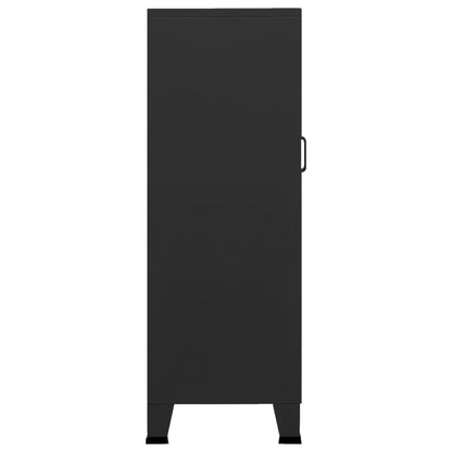 vidaXL Storage Chest | Black | Metal | 70 x 40 x 115 cm | Industrial