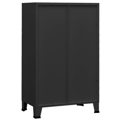 vidaXL Storage Chest | Black | Metal | 70 x 40 x 115 cm | Industrial