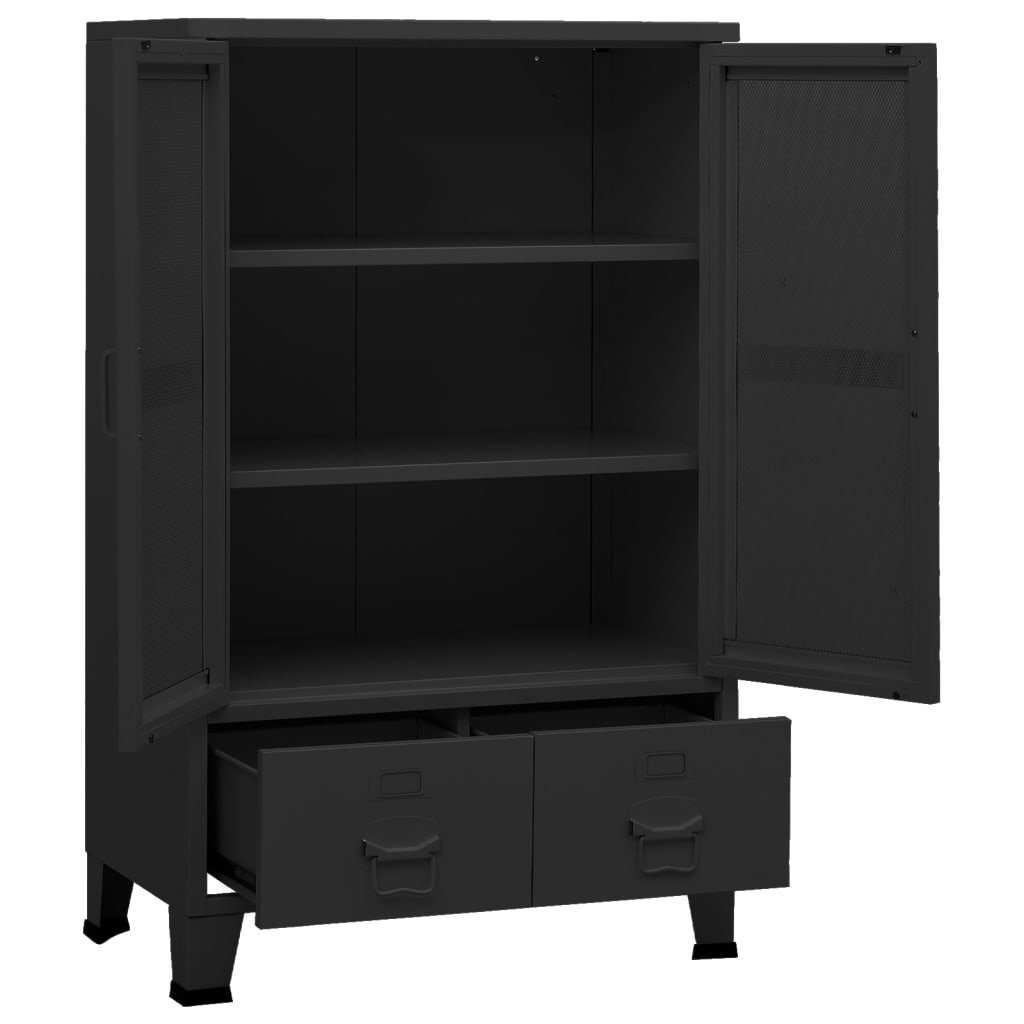 vidaXL Storage Chest | Black | Metal | 70 x 40 x 115 cm | Industrial