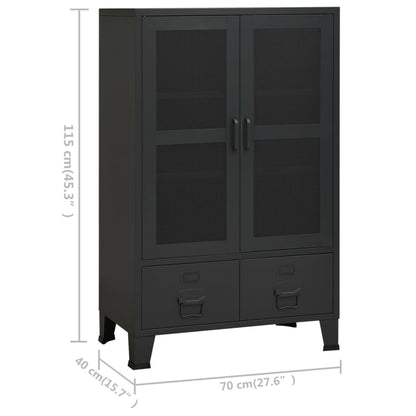 vidaXL Storage Chest | Black | Metal | 70 x 40 x 115 cm | Industrial