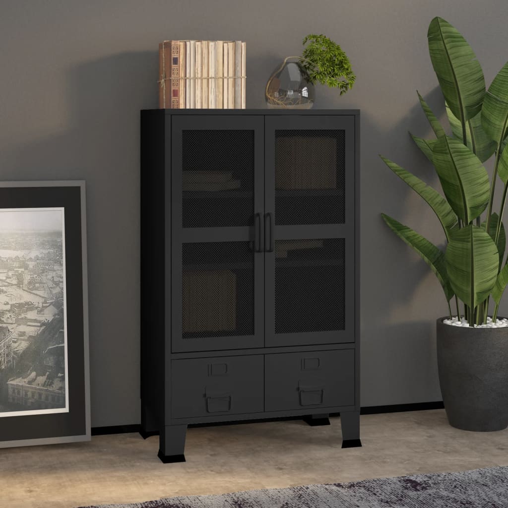 vidaXL Storage Chest | Black | Metal | 70 x 40 x 115 cm | Industrial