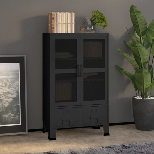 vidaXL Storage Chest | Black | Metal | 70 x 40 x 115 cm | Industrial