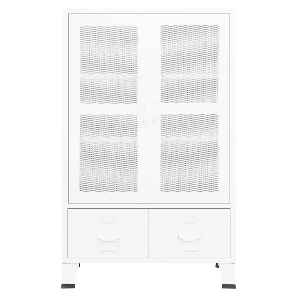 vidaXL Industrial Storage Chest White 70x40x115 cm Metal