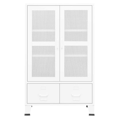 vidaXL Industrial Storage Chest White 70x40x115 cm Metal