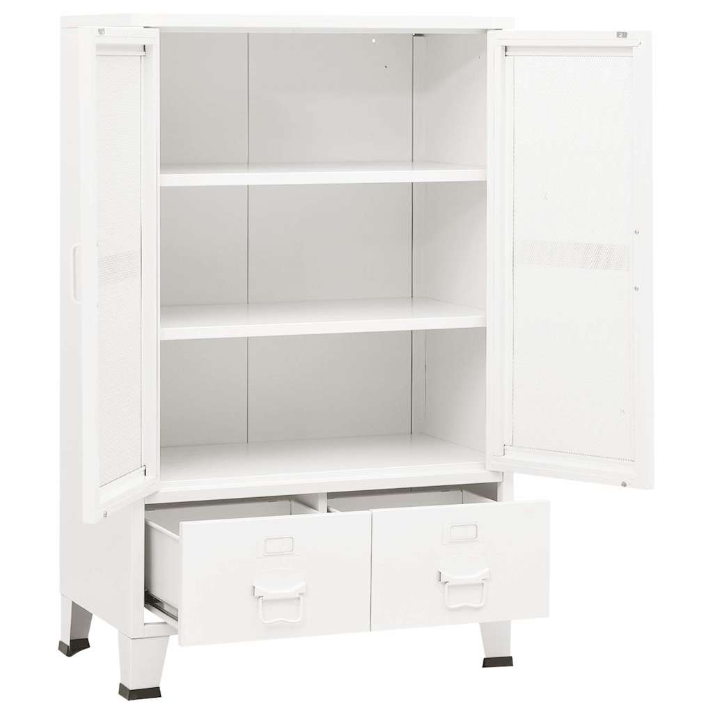 vidaXL Industrial Storage Chest White 70x40x115 cm Metal