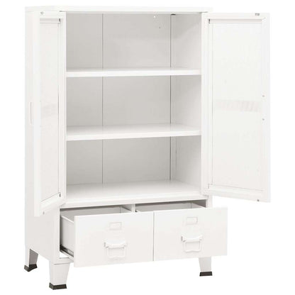 vidaXL Industrial Storage Chest White 70x40x115 cm Metal