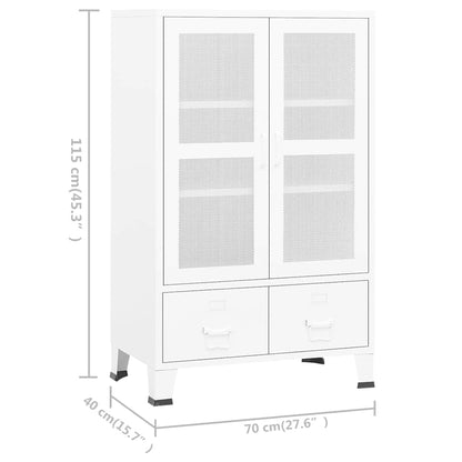 vidaXL Industrial Storage Chest White 70x40x115 cm Metal
