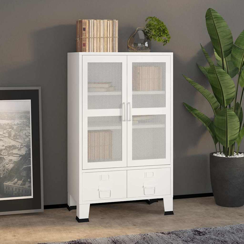 vidaXL Industrial Storage Chest White 70x40x115 cm Metal
