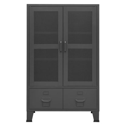 vidaXL Storage Chest | Anthracite | Metal | 70 x 40 x 115 cm | Doors