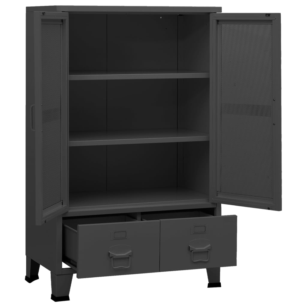 vidaXL Storage Chest | Anthracite | Metal | 70 x 40 x 115 cm | Doors