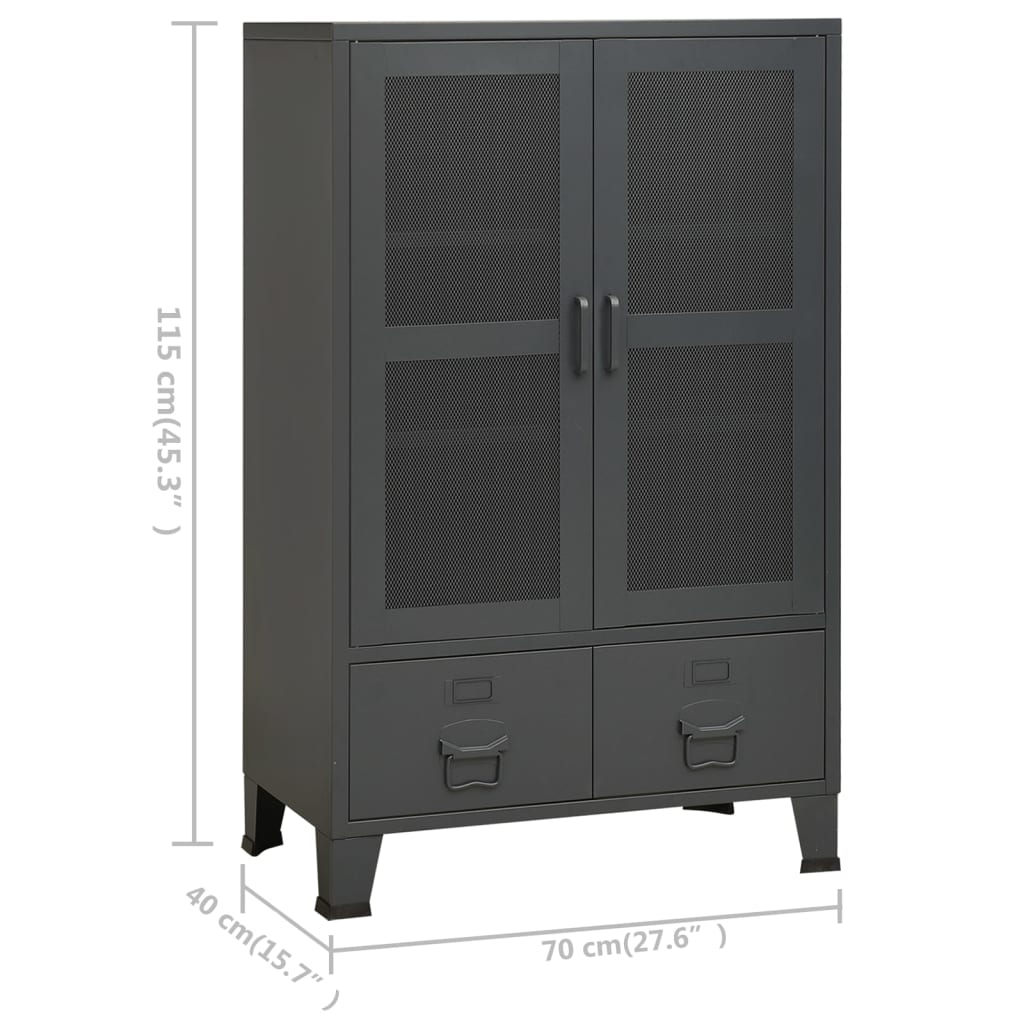 vidaXL Storage Chest | Anthracite | Metal | 70 x 40 x 115 cm | Doors