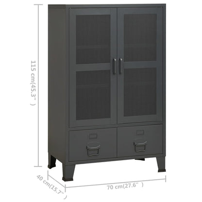 vidaXL Storage Chest | Anthracite | Metal | 70 x 40 x 115 cm | Doors