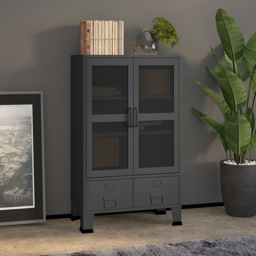 vidaXL Storage Chest | Anthracite | Metal | 70 x 40 x 115 cm | Doors