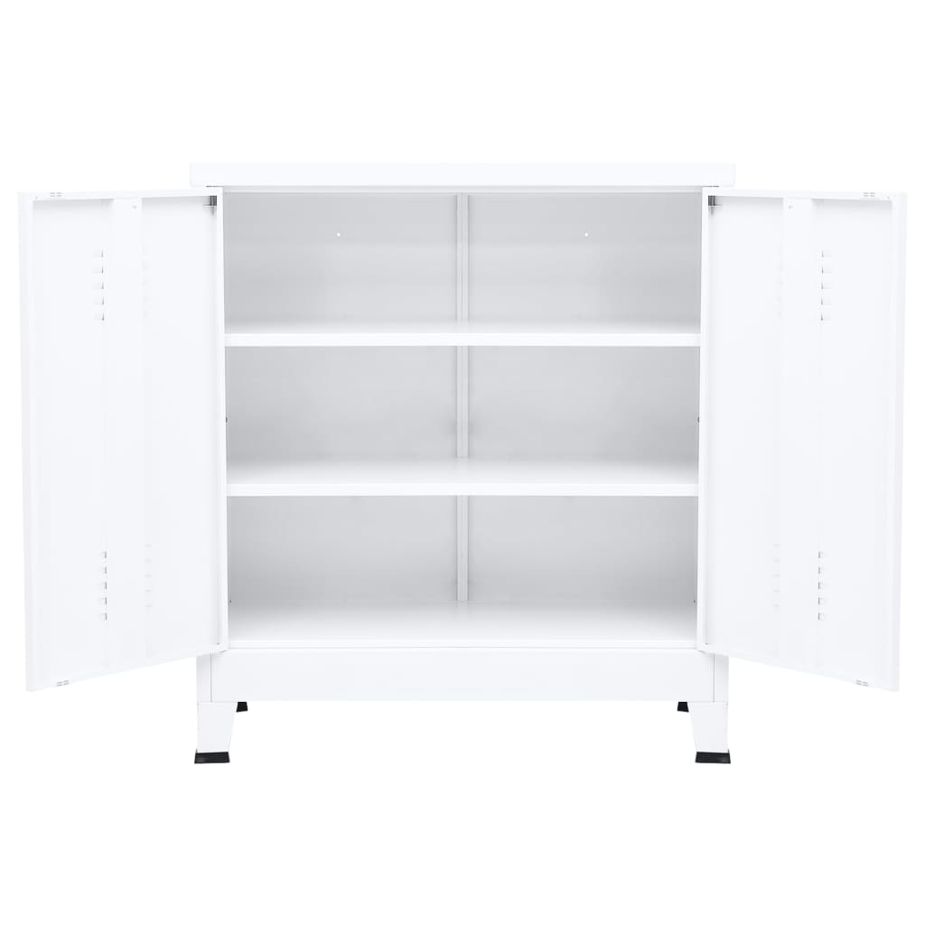 vidaXL Storage Chest | White | Steel | Medium | Storage Chest | Rectangular