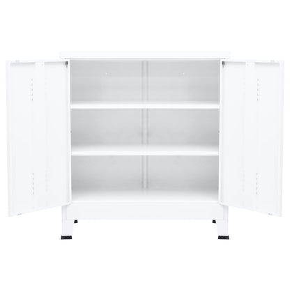 vidaXL Storage Chest | White | Steel | Medium | Storage Chest | Rectangular