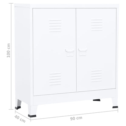 vidaXL Storage Chest | White | Steel | Medium | Storage Chest | Rectangular