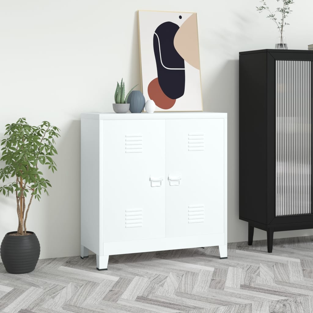 vidaXL Storage Chest | White | Steel | Medium | Storage Chest | Rectangular