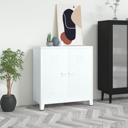 vidaXL Storage Chest | White | Steel | Medium | Storage Chest | Rectangular