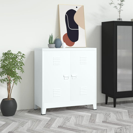 vidaXL Storage Chest | White | Steel | Medium | Storage Chest | Rectangular