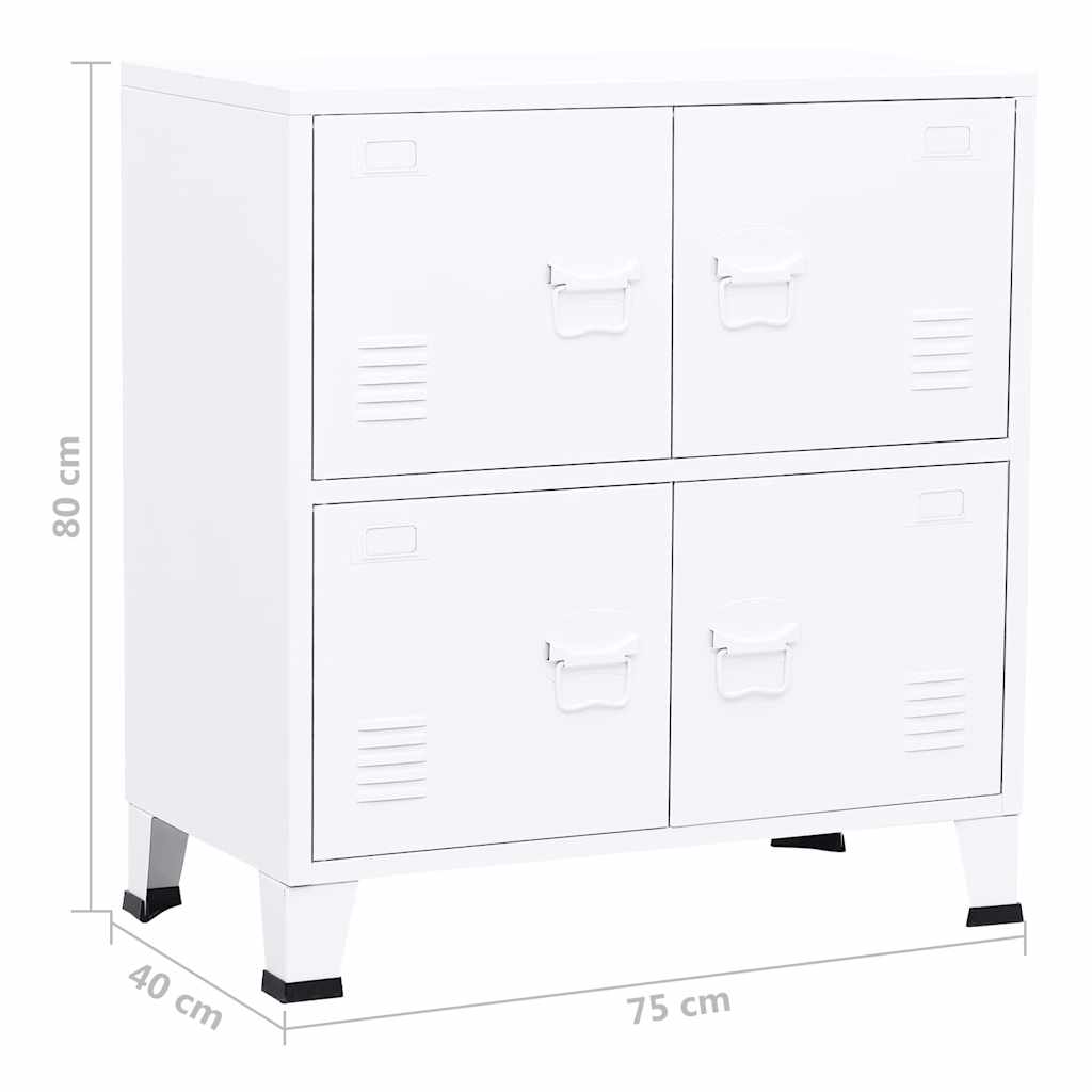 vidaXL Industrial Storage Chest White 75x40x80 cm Steel